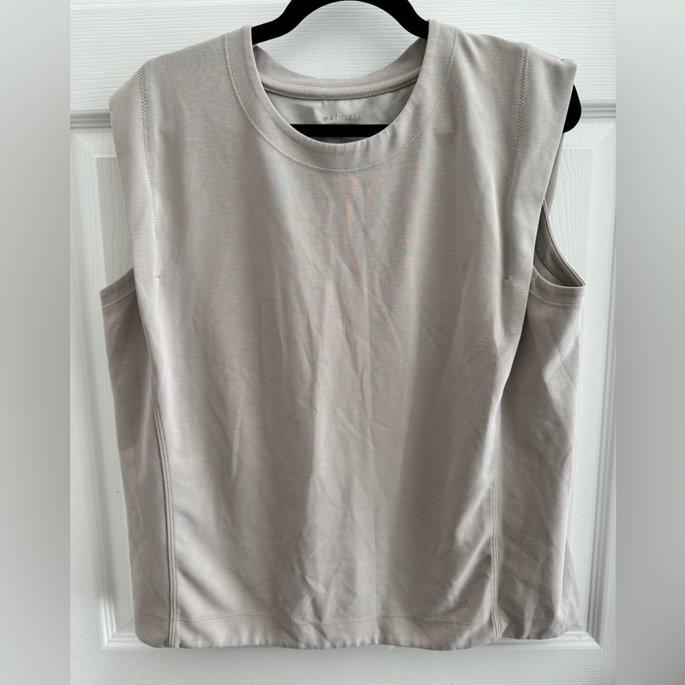Athleta SeaSoft Sleeveless Tank Sweatshirt Top Large Taupe Athleisure